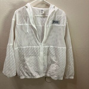PINK Victoria's Secret White Utility Mesh Jacket